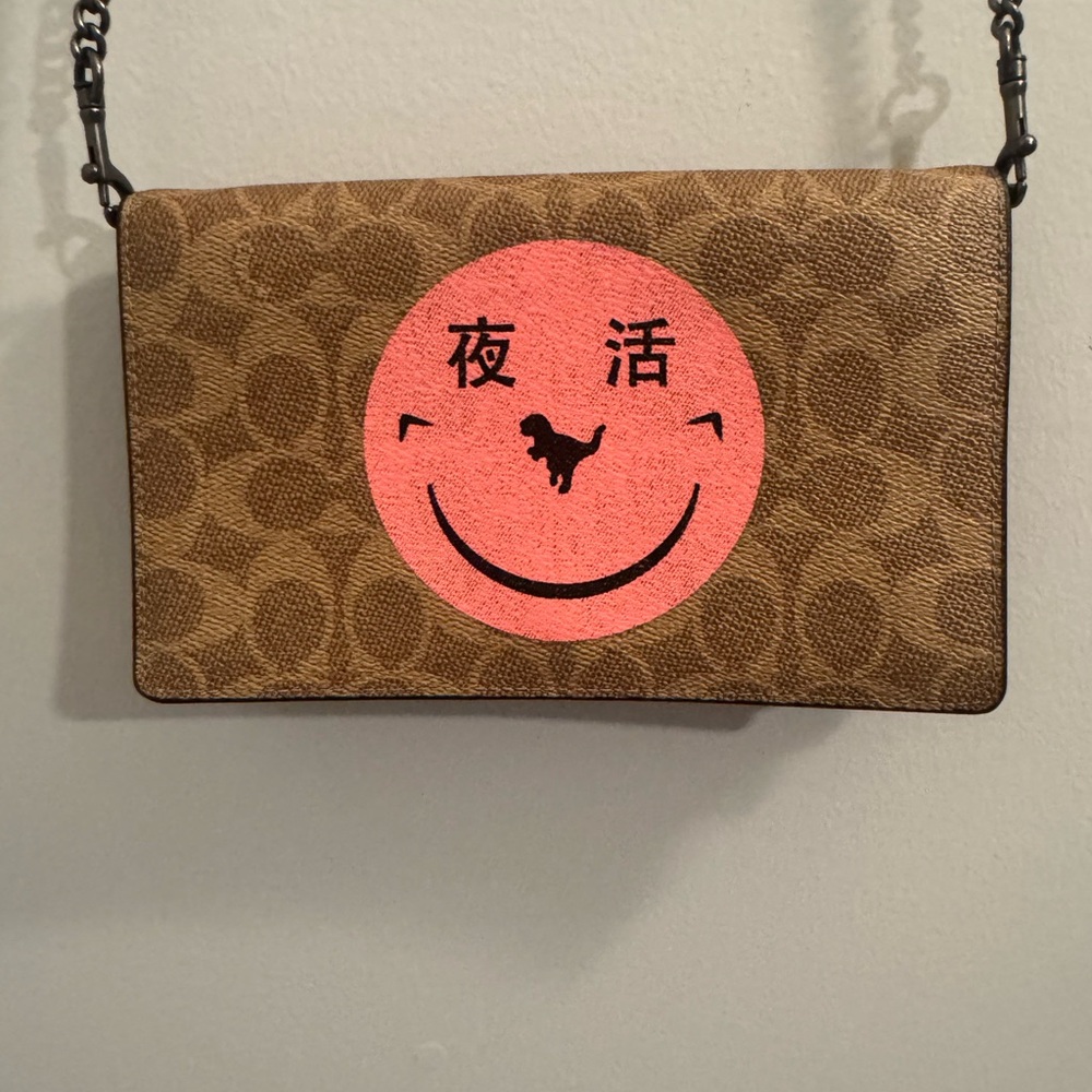 Coach Brown Tan Crossbody Bag with Chain Strap